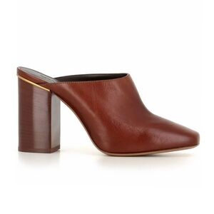 CHLOE Sabot Ambre 100mm Brown Leather Mules EU 37 Heeled Square Toe Boho NWOB